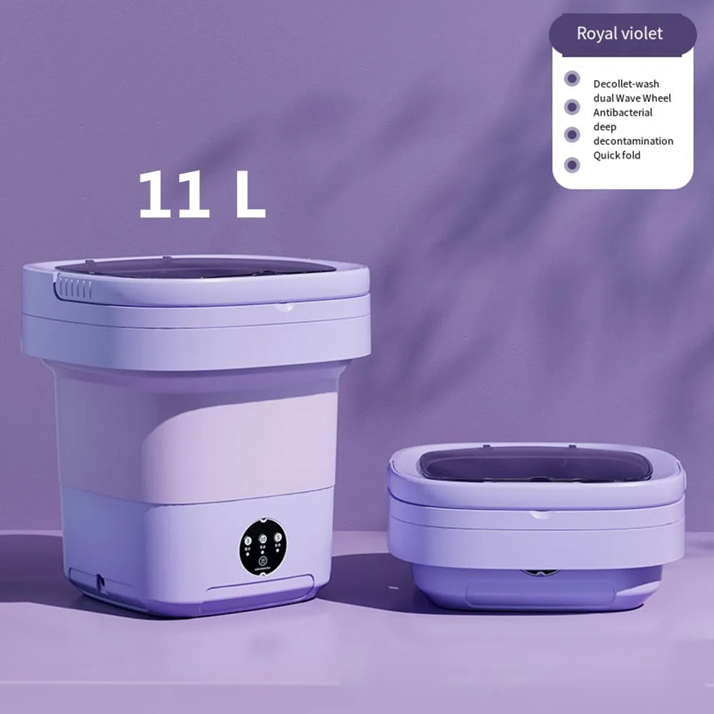Ultrasonic Folding Portable Washing Machine 6L 11L Big Capacity with Spin Dryer Bucket for Clothes Travel Home Underwear Socks