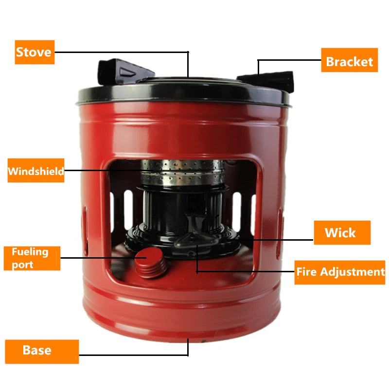Vilead Kerosene Camping Stove Heater 10 Wick Outdoor Cooking Coal Oil Burner for Hiking Picnic BBQ Travel Wild Camping Equipment