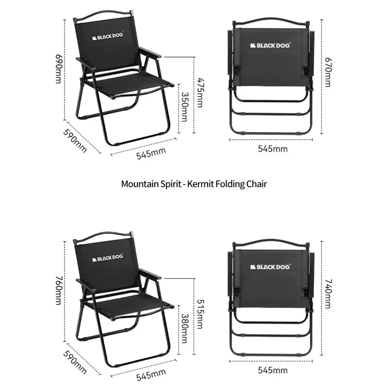 Blackdog Outdoor Folding Kermit Chair Lightweight Portable High Load Capacity Folding Chair Ergonomic Design Beach Camping
