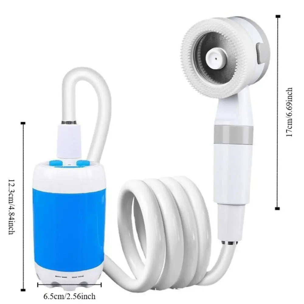Temperature & Battery Digital Display Portable Camping Shower Waterproof 2 Spray Modes Electric Shower Lightweight Rechargeable