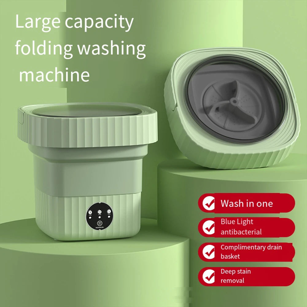 Ultrasonic Folding Portable Washing Machine 6L 11L Big Capacity with Spin Dryer Bucket for Clothes Travel Home Underwear Socks