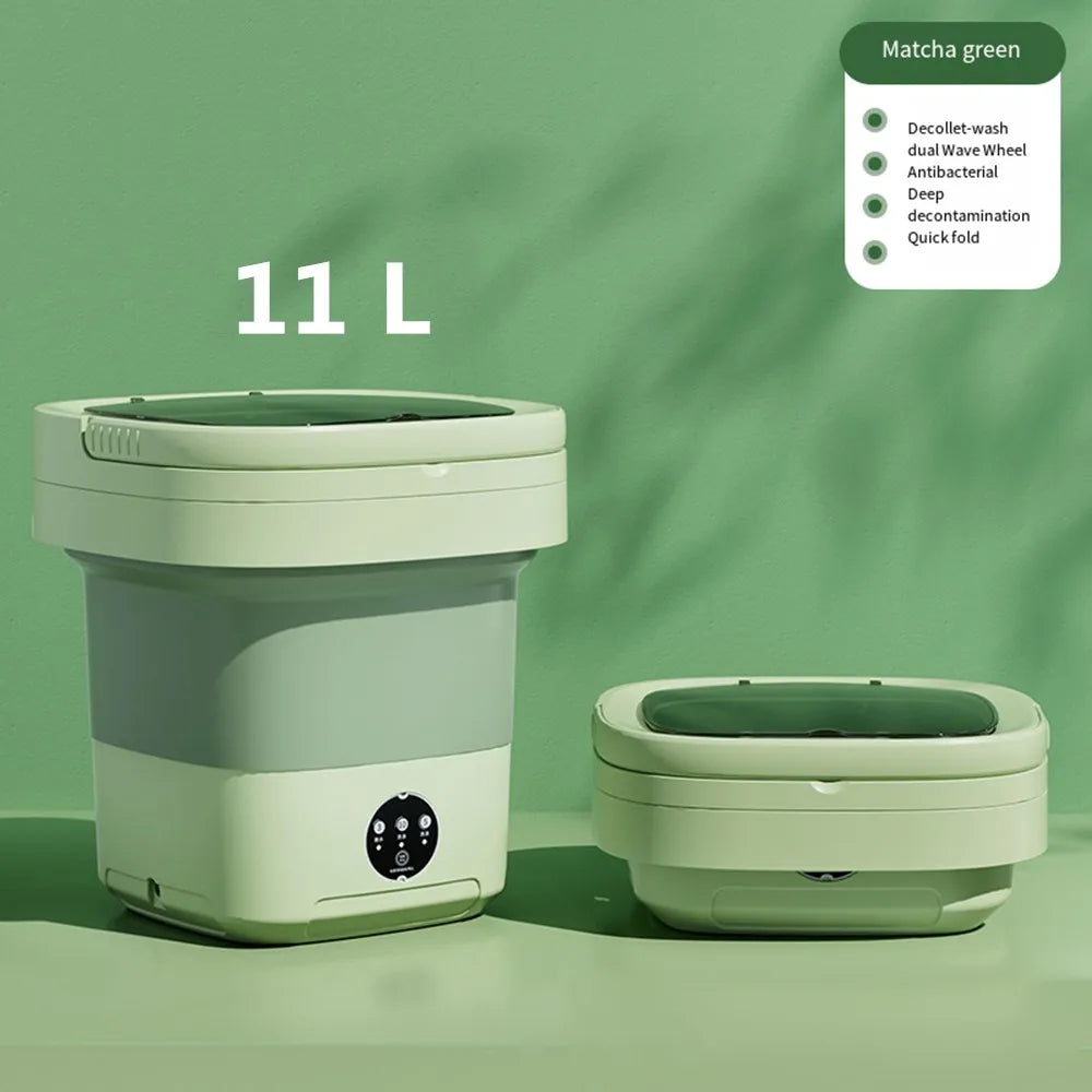 Ultrasonic Folding Portable Washing Machine 6L 11L Big Capacity with Spin Dryer Bucket for Clothes Travel Home Underwear Socks