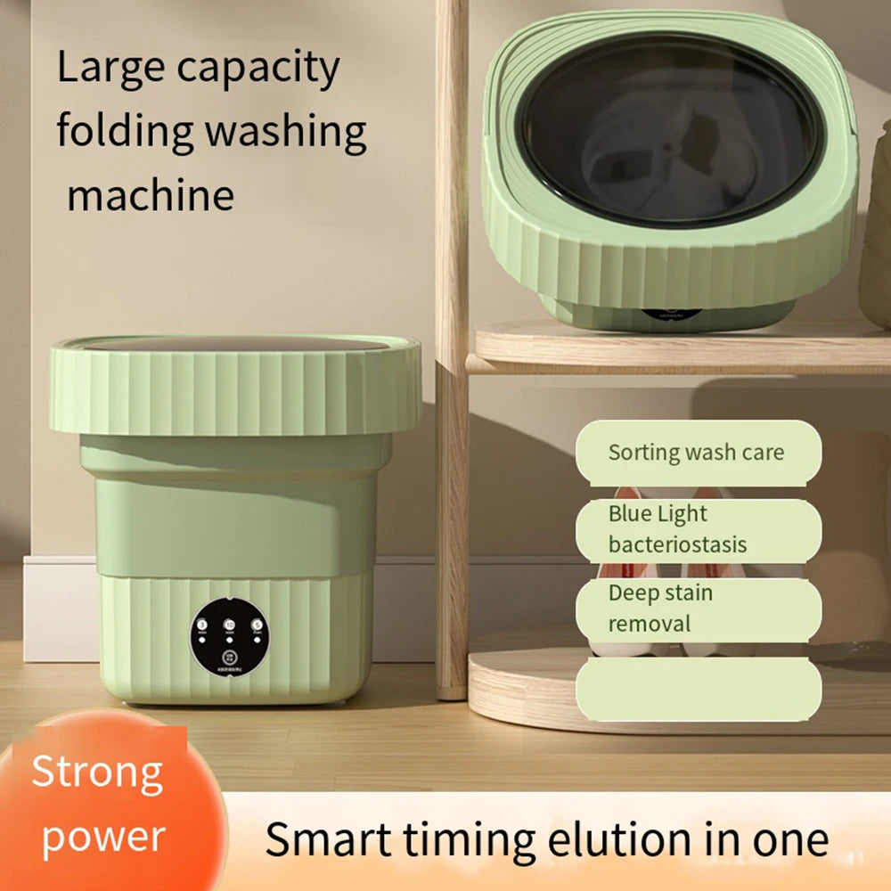Ultrasonic Folding Portable Washing Machine 6L 11L Big Capacity with Spin Dryer Bucket for Clothes Travel Home Underwear Socks