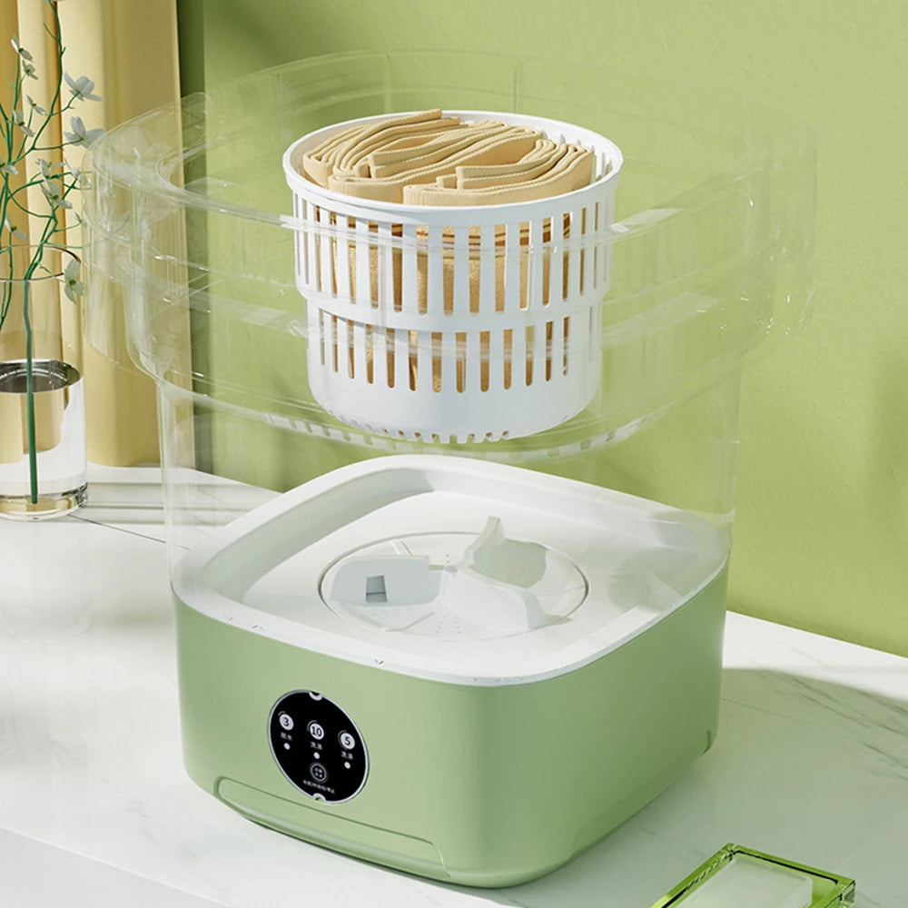 Ultrasonic Folding Portable Washing Machine 6L 11L Big Capacity with Spin Dryer Bucket for Clothes Travel Home Underwear Socks