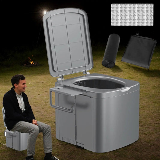 Portable Camping Toilet Ergonomic Handle Outdoor Toilet Heavy Duty Compact Side Storage Bracket Potty For Kids Adults Boating